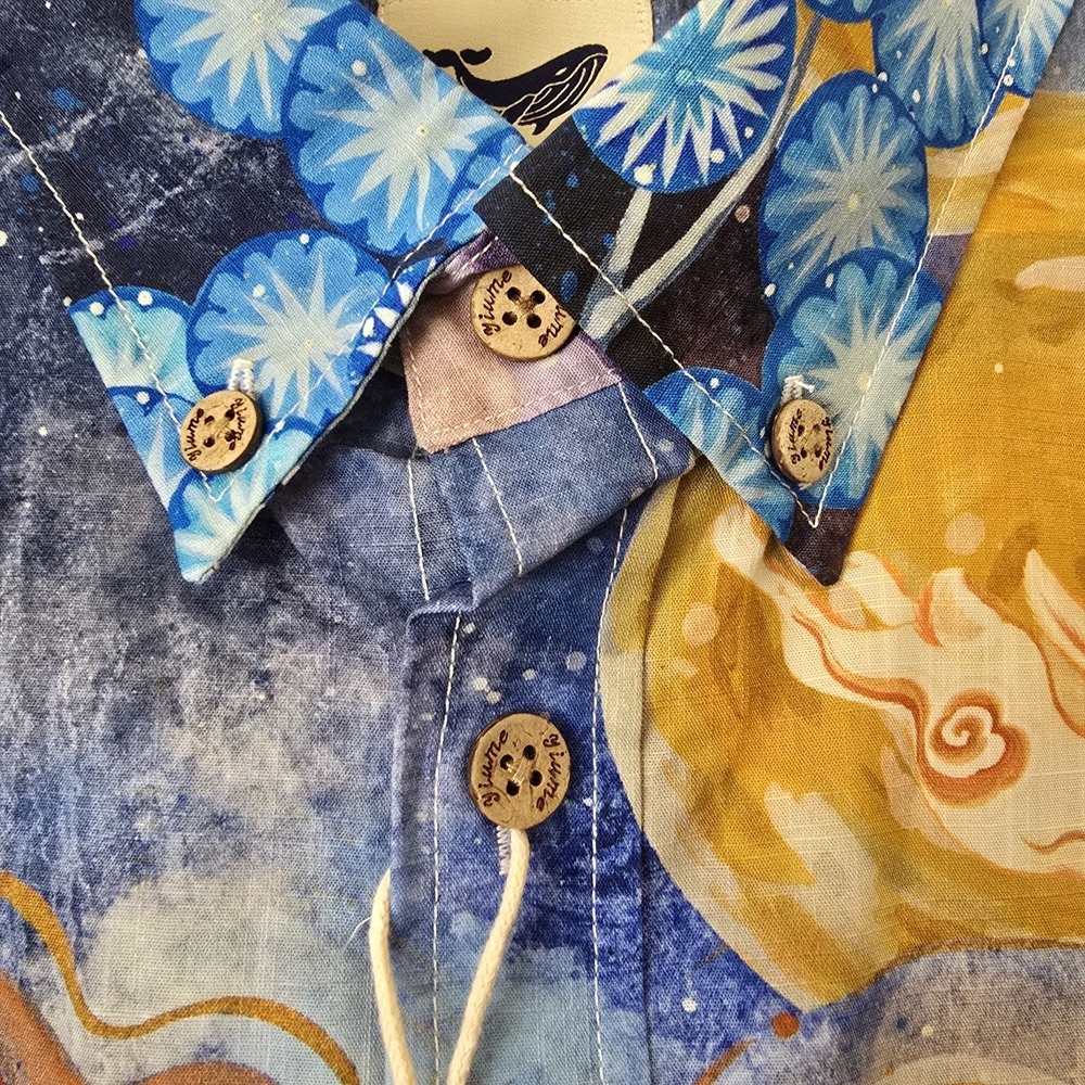 NWT Yiume Hawaiian Shirt Men's XL Colorful Koi Novelty Quirky Art Japan Tropical - Picture 8 of 12